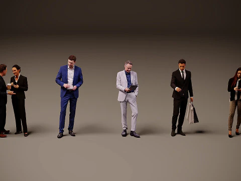 Verzameling kantoorpersoneel x5 3D Model