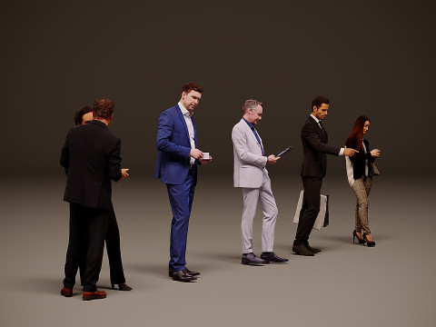 Collection of office workers x5 3D Model