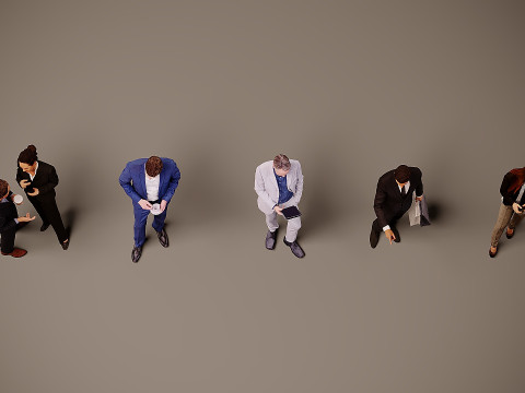 Collection of office workers x5 3D Model