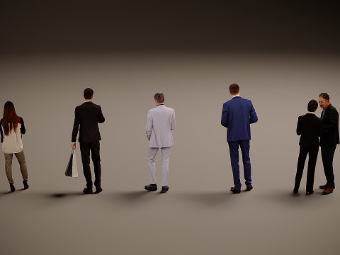 Collection of office workers x5 3D Model