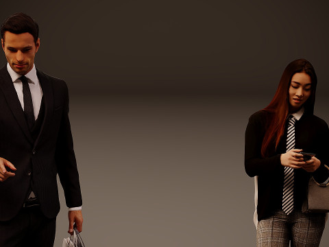 Collection of office workers x5 3D Model