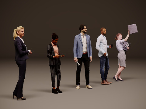 Collection of office workers x 5 00 3Dモデル