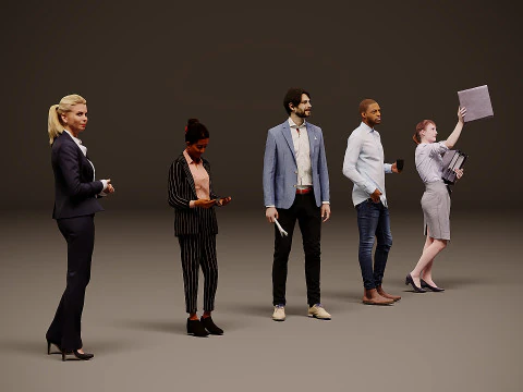 Collection of office workers x 5 00 3D Model