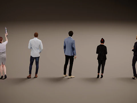 Collection of office workers x 5 00 3D Model