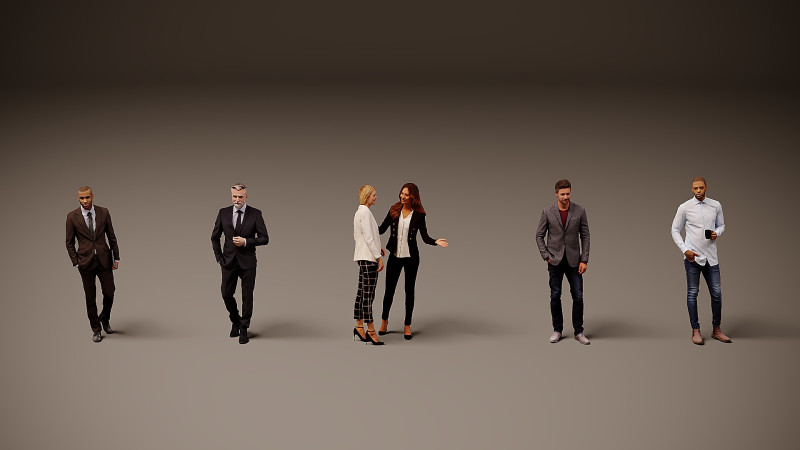 Collection of office workers x 5 01 3Dモデル .c4d .max .obj .3ds .fbx .stl .blend