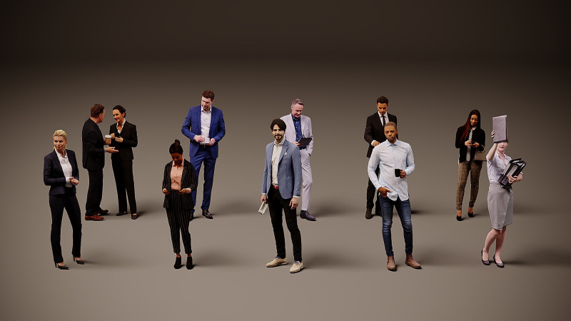 Collection of office workers x10 Model 3D .c4d .max .obj .3ds .fbx .stl .blend 