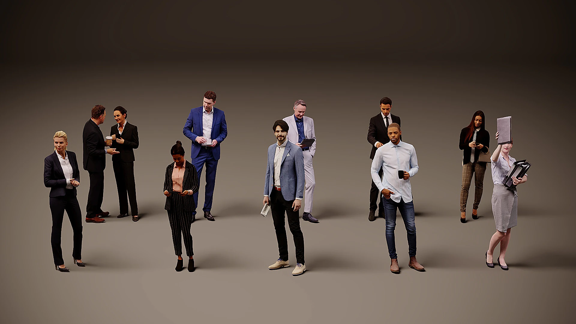 Collection of office workers x10 3D Model .c4d .max .obj .3ds .fbx .stl .blend 