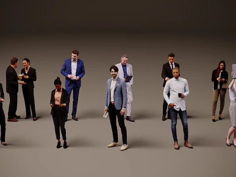 कार्यालय कर्मियों का संग्रह x10 3D मॉडल