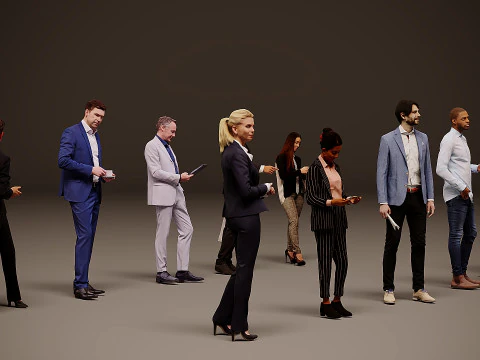 Collection of office workers x10 3D Model