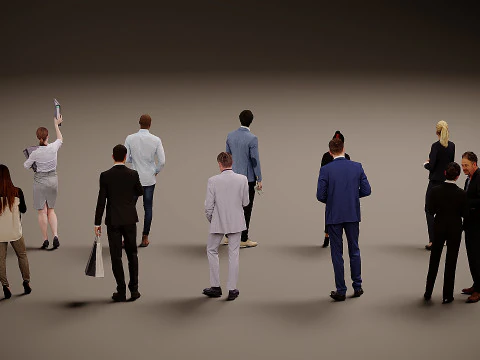 Collection of office workers x10 3D Model