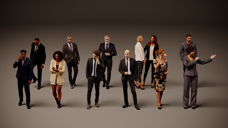 Collection of office workers x10 00 3D Model .c4d .max .obj .3ds .fbx .stl .blend