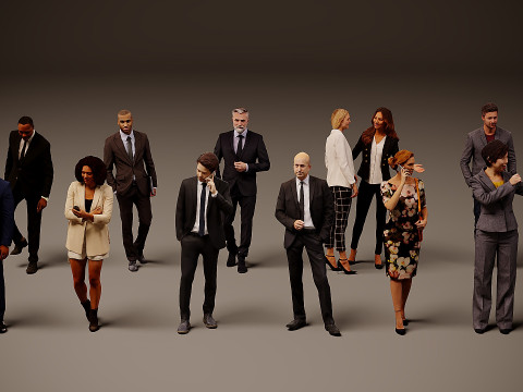 Collection of office workers x10 00 3D 모델