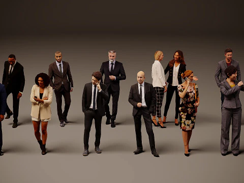Collection of office workers x10 00 3D Model