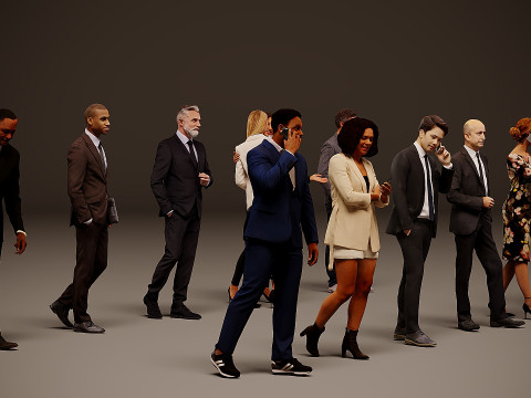 Collection of office workers x10 00 3D Model