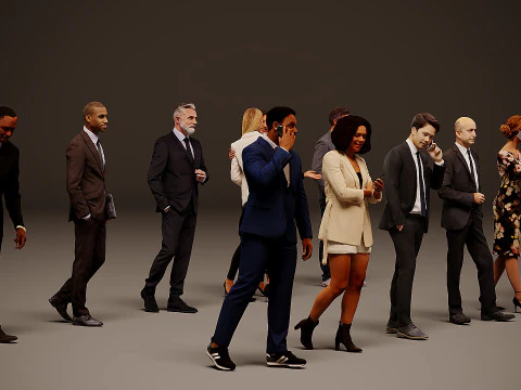 Collection of office workers x10 00 3D Model
