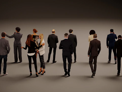 Collection of office workers x10 00 3D Model