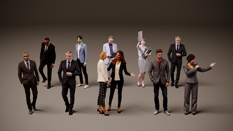 Collection of office workers x10 01 3D Model .c4d .max .obj .3ds .fbx .stl .blend 