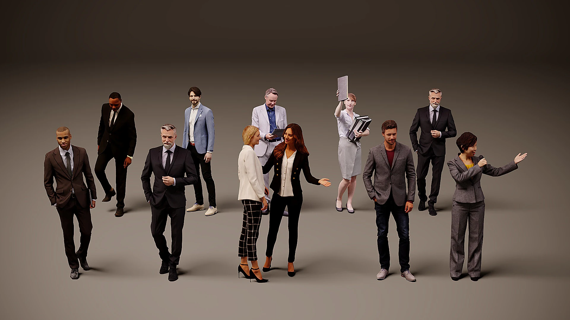 Collection of office workers x10 01 3D Model .c4d .max .obj .3ds .fbx .stl .blend 