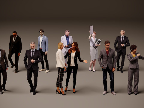 Collection of office workers x10 01 3D 모델