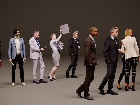 Collection of office workers x10 01 3D Model