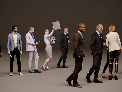 Collection of office workers x10 01 3D Model