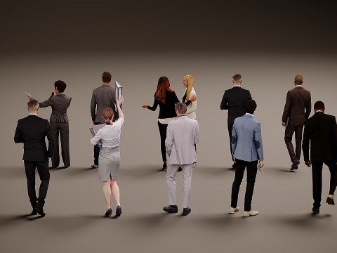 Collection of office workers x10 01 3D Model