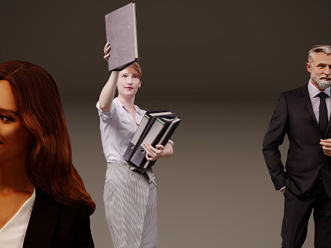 Collection of office workers x10 01 3D Model