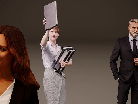 Collection of office workers x10 01 3D Model