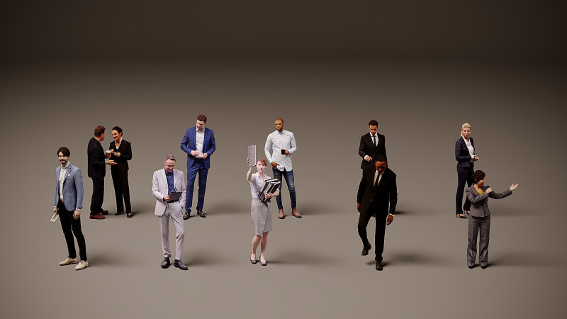 Collection of office workers x10 02 3D Model .c4d .max .obj .3ds .fbx .stl .blend 