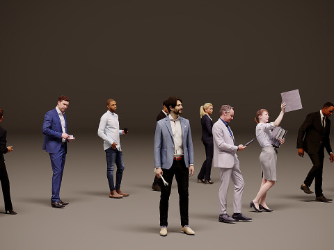 Collection of office workers x10 02 3D Model