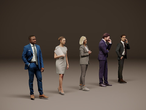 Collection of office workers x 5 03 Modello 3D