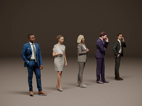 Collection of office workers x 5 03 3D Model