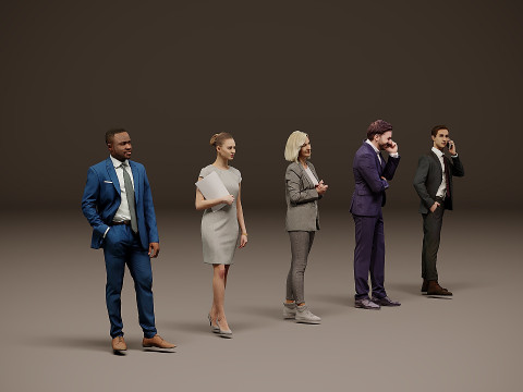 Collection of office workers x 5 05 Model 3D