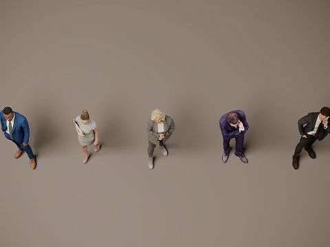 Collection of office workers x 5 05 Model 3D