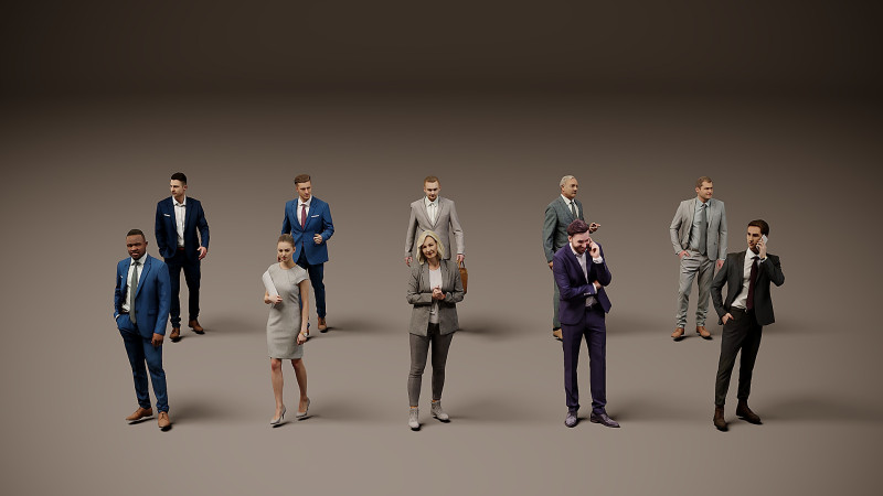 Collection of office workers x 10 03 3D 模型 .c4d .max .obj .3ds .fbx .stl .blend