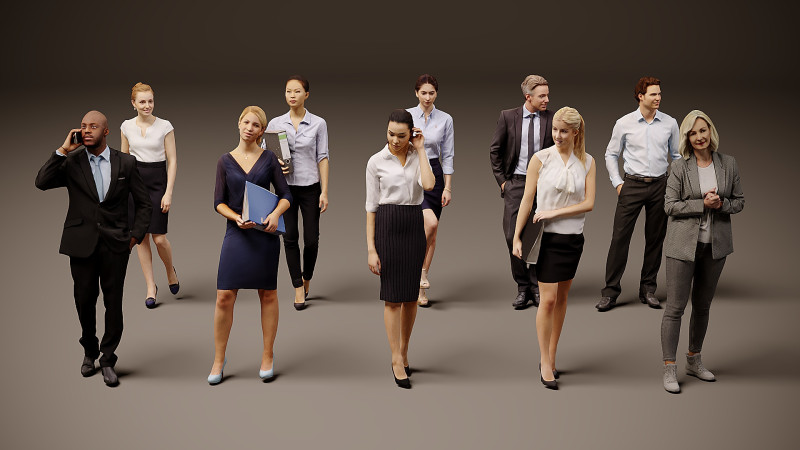 Collection of office workers x 10 04 3D 模型 .c4d .max .obj .3ds .fbx .stl .blend