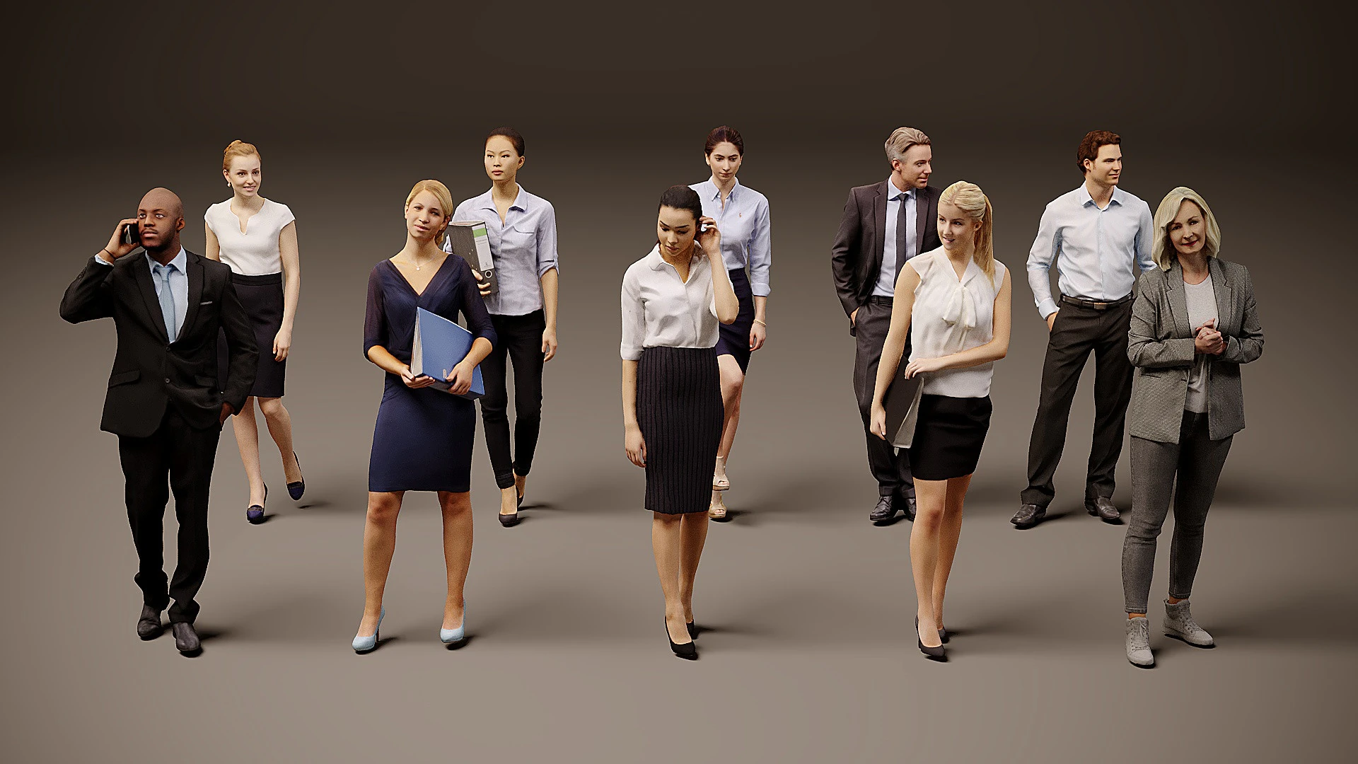 Collection of office workers x 10 04 3D Model .c4d .max .obj .3ds .fbx .stl .blend 