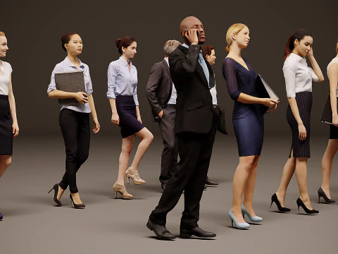 Collection of office workers x 10 04 3D Model