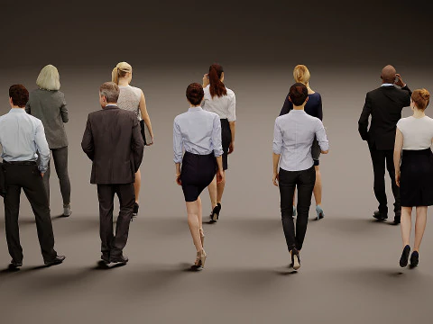 Collection of office workers x 10 04 3D Model