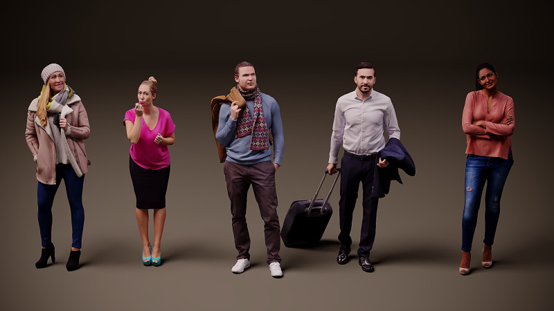 Collection of people x 5 01 Model 3D .c4d .max .obj .3ds .fbx .stl .blend