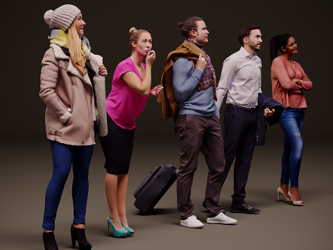 Collection of people x 5 01 Model 3D