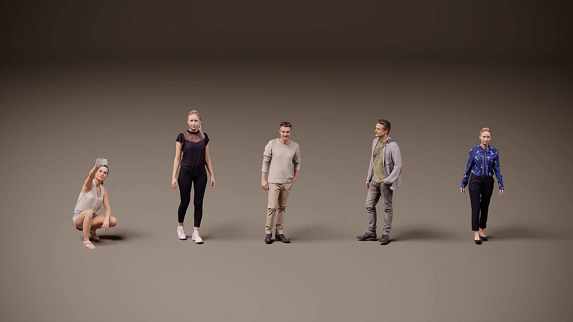 Collection of people x 5 04 3D Model .c4d .max .obj .3ds .fbx .stl .blend 