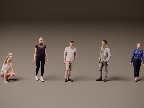 Collection of people x 5 04 Model 3D