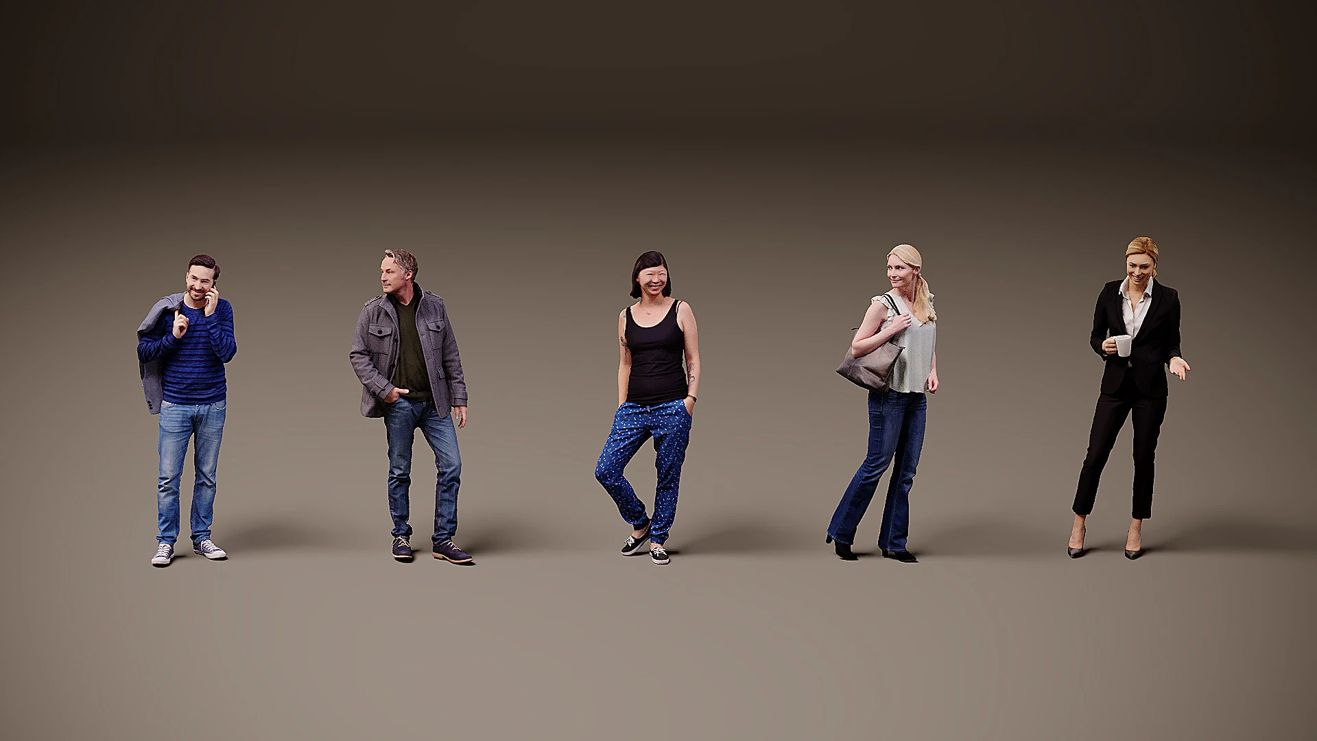 Collection of people x 5 06 3D Model .c4d .max .obj .3ds .fbx .stl .blend 