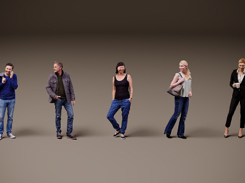 Collection of people x 5 06 Model 3D