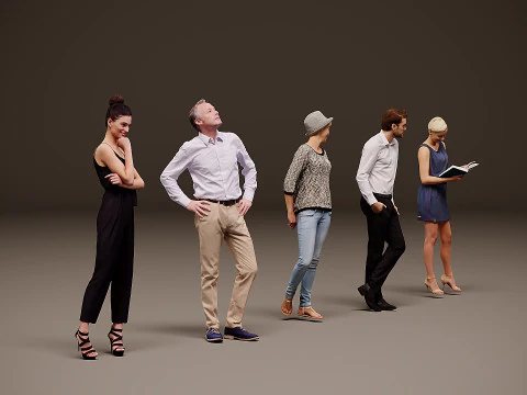 Collection of people x 5 00 3D Model