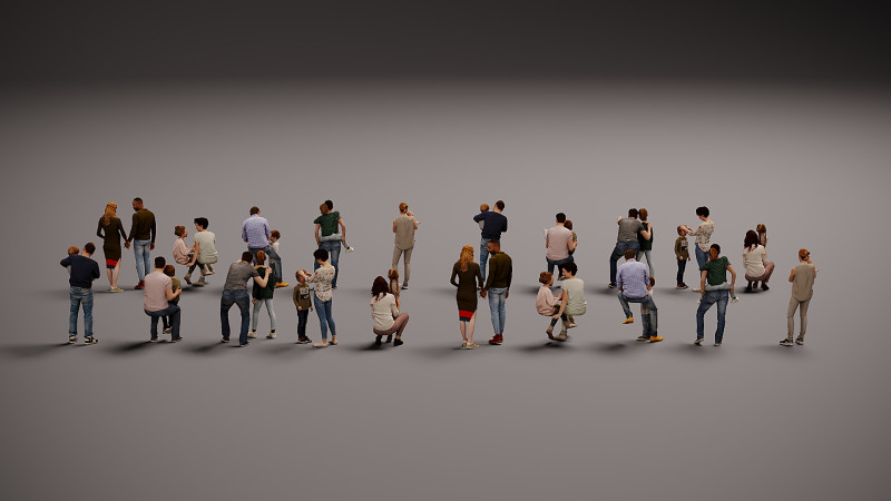 Collection of couples with children x 20 3D Модель .c4d .max .obj .3ds .fbx .stl .blend 