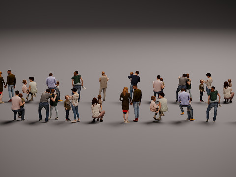 Collection of couples with children x 20 3D Modell