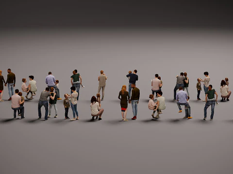 Collezione di coppie con figli x 20 Modello 3D