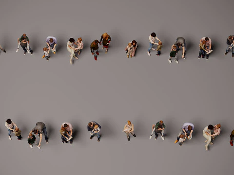Collection of couples with children x 20 3D Model
